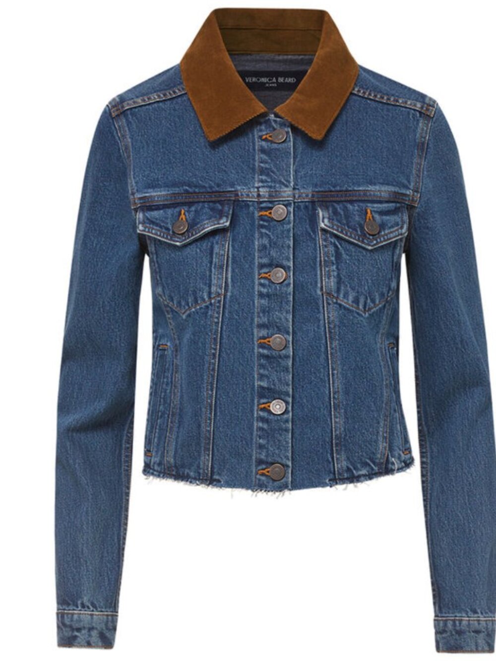 NWT Veronica Beard Cara Denim Jacket With Corduroy Collar in Thriller - XS/TP